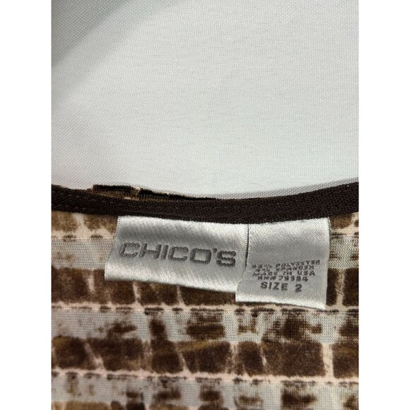 Y2K Chico's Womens Brown Animal Print Tank Top Ruffles Size 2 (US L) - Picture 7 of 7